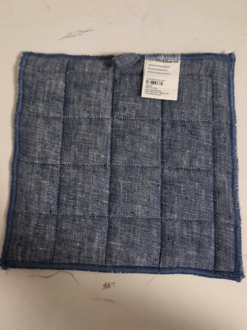 Crate & Barrel Blue Set of Oven Mitts & Potholder - Picture 4 of 5
